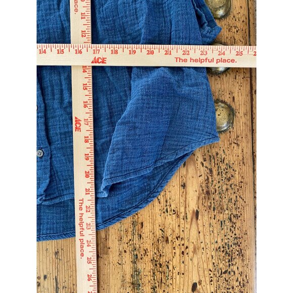 Gap Womens Blue Short-Sleeve Button-Down Boxy Top M 100% Cotton Casual Style - Picture 5 of 5